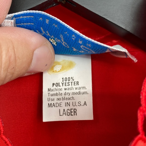 Vintage‎ Map Say NY Red Floral Vampy Blouse Women’s Med Large Button Up Western - Picture 12 of 15